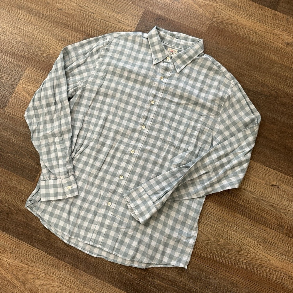 Faherty Shirt Mens XL Blue Checkered Button Up Long Sleeve Business Casual FLAW
